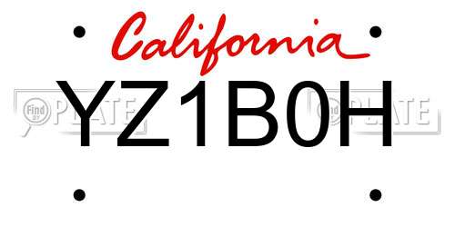 YZ1B0H California License Plate