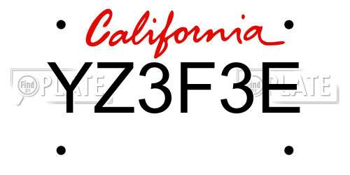 YZ3F3E California License Plate