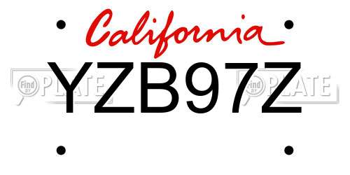 YZB97Z California License Plate