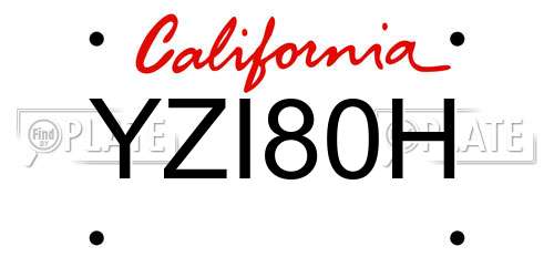 YZI80H California License Plate