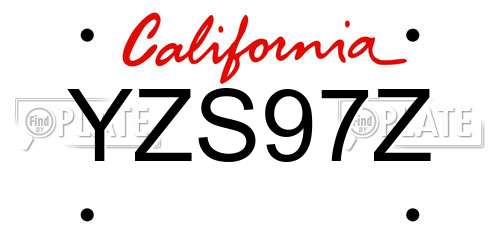 YZS97Z California License Plate