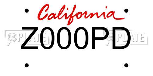 Z000PD California License Plate