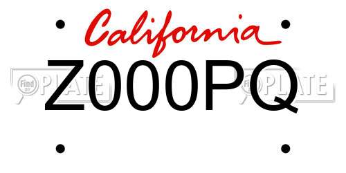 Z000PQ California License Plate