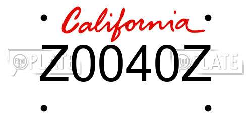 Z0040Z California License Plate