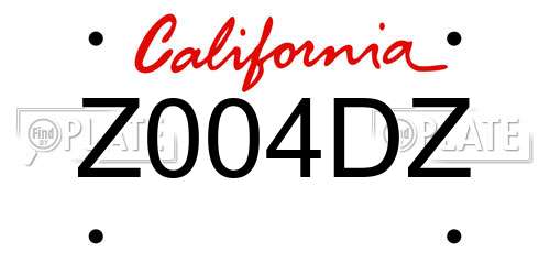 Z004DZ California License Plate