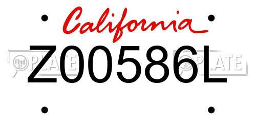 Z00586L California License Plate