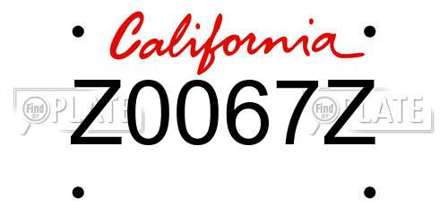 Z0067Z California License Plate