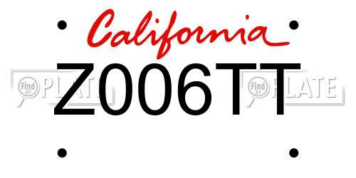 Z006TT California License Plate