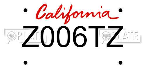 Z006TZ California License Plate