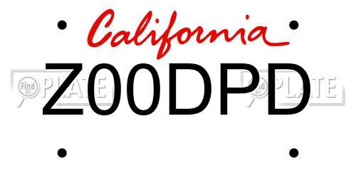 Z00DPD California License Plate