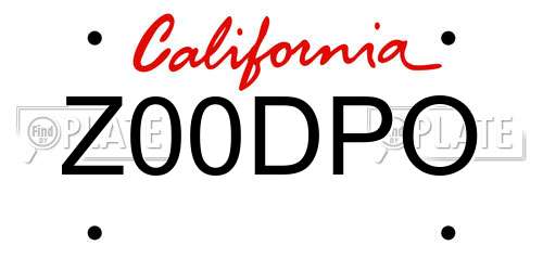Z00DPO California License Plate
