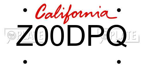 Z00DPQ California License Plate