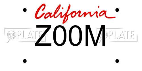 Z00M California License Plate
