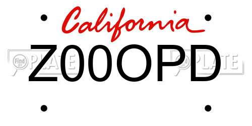 Z00OPD California License Plate