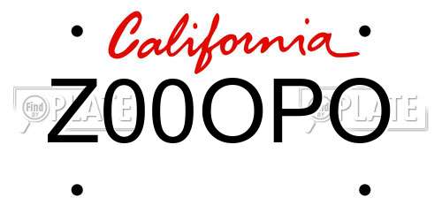 Z00OPO California License Plate