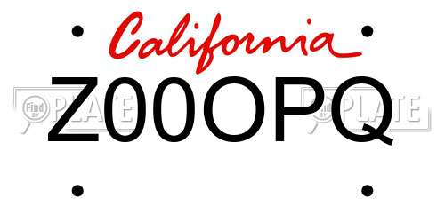 Z00OPQ California License Plate