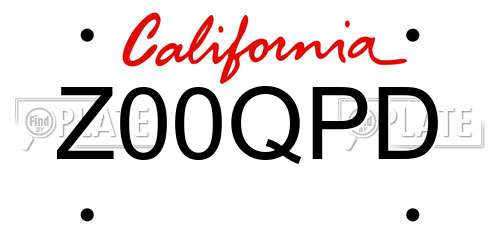 Z00QPD California License Plate