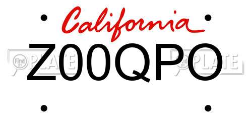 Z00QPO California License Plate
