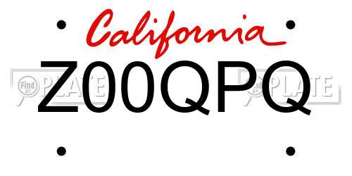 Z00QPQ California License Plate
