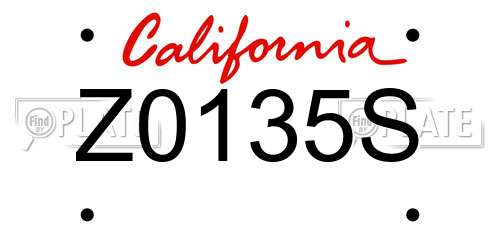 Z0135S California License Plate