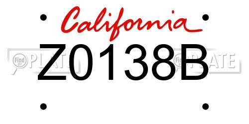 Z0138B California License Plate