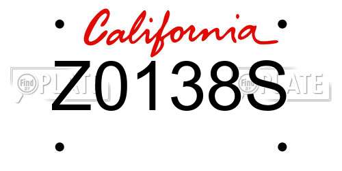 Z0138S California License Plate