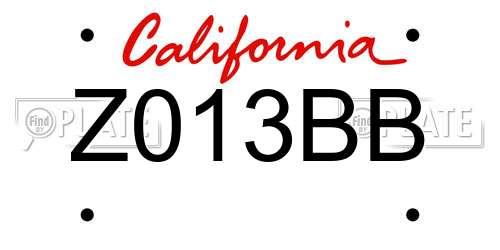 Z013BB California License Plate