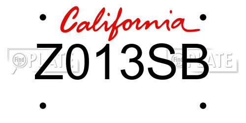 Z013SB California License Plate
