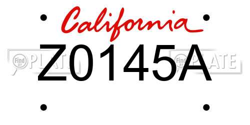 Z0145A California License Plate