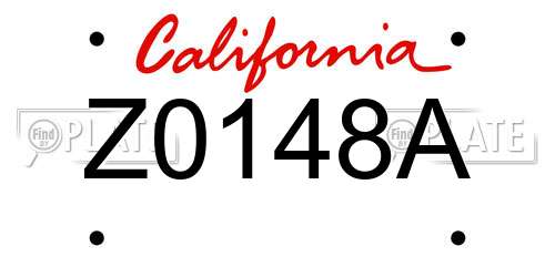 Z0148A California License Plate