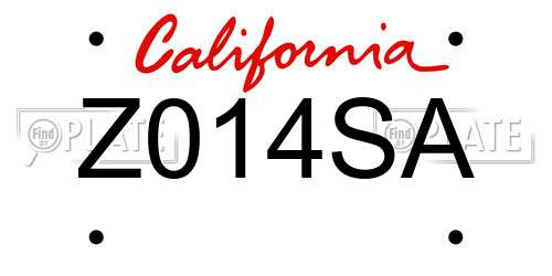 Z014SA California License Plate