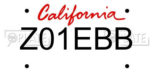 Z01EBB California License Plate