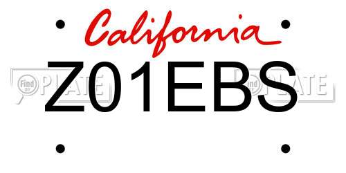 Z01EBS California License Plate