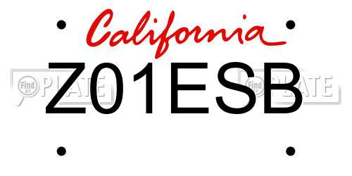 Z01ESB California License Plate