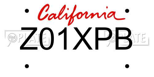Z01XPB California License Plate