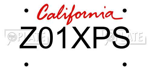 Z01XPS California License Plate