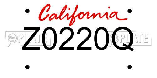 Z0220Q California License Plate