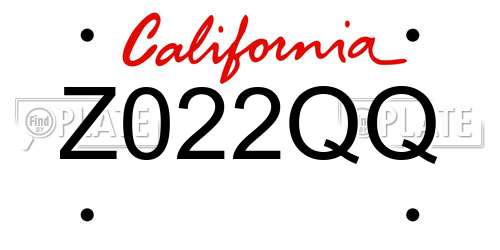 Z022QQ California License Plate