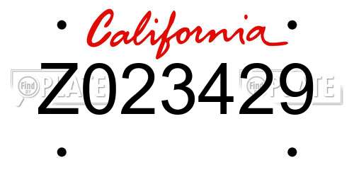 Z023429 California License Plate