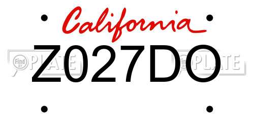 Z027DO California License Plate