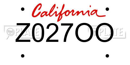 Z027OO California License Plate