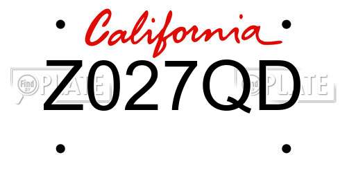 Z027QD California License Plate