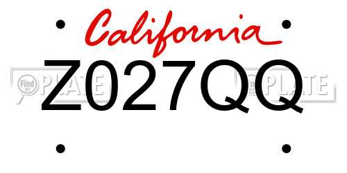 Z027QQ California License Plate