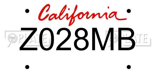Z028MB California License Plate