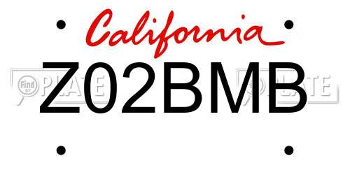 Z02BMB California License Plate
