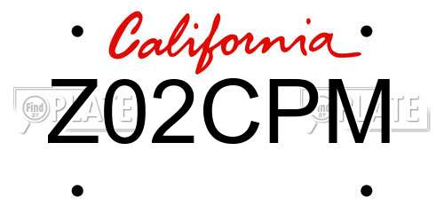 Z02CPM California License Plate