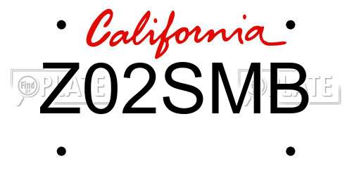 Z02SMB California License Plate