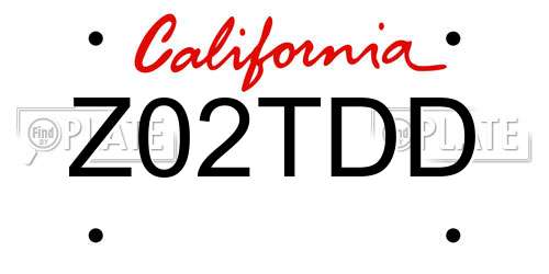 Z02TDD California License Plate