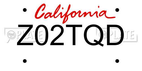 Z02TQD California License Plate