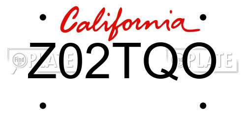 Z02TQO California License Plate